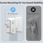 DEPOW Wall Charger 6 AC Outlet Extender with 4 USB Charging Ports(2 USB C), 3-Sided Power Strip Multi Plug Wall Outlet Splitter Adapter Spaced for - Pappy Mall