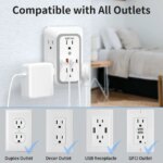 DEPOW Wall Charger 6 AC Outlet Extender with 4 USB Charging Ports(2 USB C), 3-Sided Power Strip Multi Plug Wall Outlet Splitter Adapter Spaced for - Pappy Mall