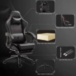 Dowinx High Back Gaming Chair with Massage Lumbar Support, Game Chair with Adjustable Headrest, Ergonomic Office Chair, Racing Chair with Footrest, PU - Pappy Mall