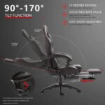 Dowinx High Back Gaming Chair with Massage Lumbar Support, Game Chair with Adjustable Headrest, Ergonomic Office Chair, Racing Chair with Footrest, PU - Pappy Mall