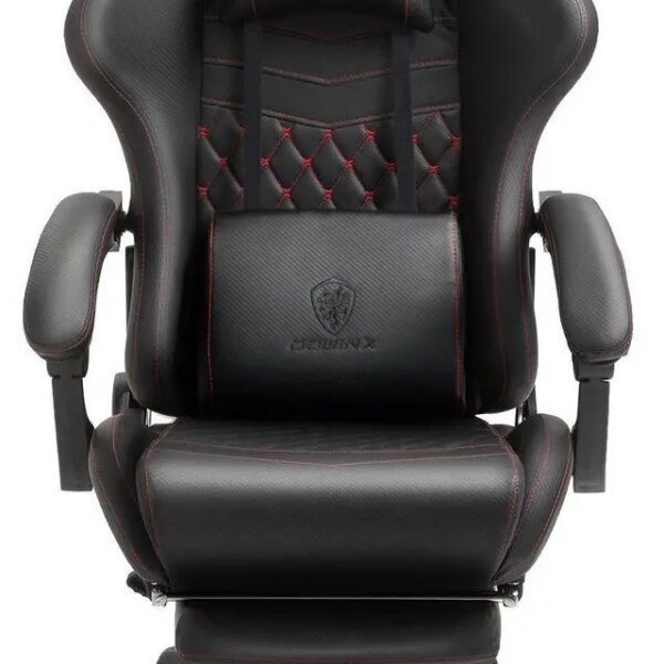 Dowinx High Back Gaming Chair with Massage Lumbar Support, Game Chair with Adjustable Headrest, Ergonomic Office Chair, Racing Chair with Footrest, PU - Pappy Mall