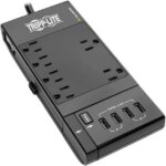 Eaton Tripp Lite Series Protect It! 7-Outlet Surge Protector, 7 ft. Cord with Right-Angle Plug, 2160 Joules, Diagnostic LEDs, Light Gray Housing - 7 x - Pappy Mall