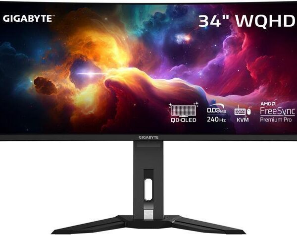 GIGABYTE 34" 240 Hz OLED WQHD Gaming Monitor 0.03ms GTG FreeSync Premium Pro (AMD Adaptive Sync) Curved MO34WQC2 - Pappy Mall