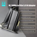 GLOTRENDS PA18 M.2 NVMe to PCIe 5.0 X4 Adapter for M.2 NVMe SSD, Extra Large Aluminum Heatsink, Regular and Low-Profile Bracket (Black) - Pappy Mall