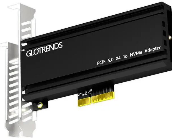 GLOTRENDS PA18 M.2 NVMe to PCIe 5.0 X4 Adapter for M.2 NVMe SSD, Extra Large Aluminum Heatsink, Regular and Low-Profile Bracket (Black) - Pappy Mall