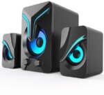 High Performan Computer Speaker, Mini PC Speakers with Subwoofer, 2.1 Desktop Speaker with RGB Lights, USB Powered, Stereo Sound, Gaming Speaker with - Pappy Mall