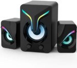 High Performan Computer Speaker, Mini PC Speakers with Subwoofer, 2.1 Desktop Speaker with RGB Lights, USB Powered, Stereo Sound, Gaming Speaker with - Pappy Mall