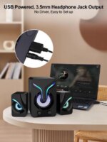 High Performan Computer Speaker, Mini PC Speakers with Subwoofer, 2.1 Desktop Speaker with RGB Lights, USB Powered, Stereo Sound, Gaming Speaker with - Pappy Mall