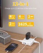 HOPOW Flat Plug Power Strip with 15W USB C Port, 5 Ft Ultra Thin Extension Cord with 8 Outlets & 4 USBs, 1440 Joules Surge Protector, Power Delivery High-Speed Charging...