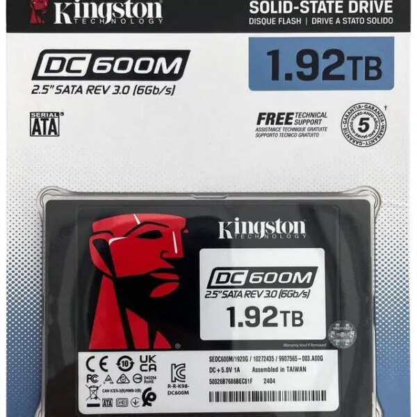 Kingston SEDC600M/1920G DC600M 1.92 TB Solid State Drive - 2.5" Internal - SATA 6 Gb/s- Mixed Use - Server Device Supported - 1.66 DWPD - 3504 TB - Pappy Mall