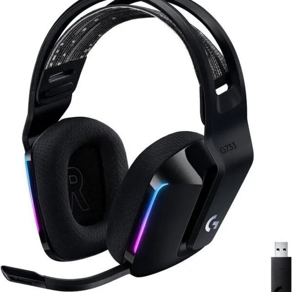 Logitech G733 Lightspeed Wireless Gaming Headset with Suspension Headband, Lightsync RGB, Blue VO!CE mic technology and PRO-G audio drivers - Black - Pappy Mall