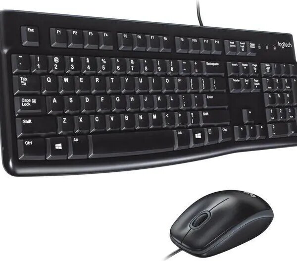 Logitech MK120 Wired Keyboard and Mouse Combo for Windows, Optical Wired Mouse, Full-Size Keyboard, USB Plug-and-Play, Compatible with PC, Laptop - Pappy Mall