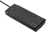Monoprice 12 Outlet Slim Surge Protector Power Strip - 10 Feet - Black | Heavy Duty Cord | UL Rated, 4,230 Joules With Grounded And Protected Light - Pappy Mall