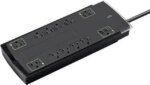 Monoprice 12 Outlet Slim Surge Protector Power Strip - 10 Feet - Black | Heavy Duty Cord | UL Rated, 4,230 Joules With Grounded And Protected Light - Pappy Mall