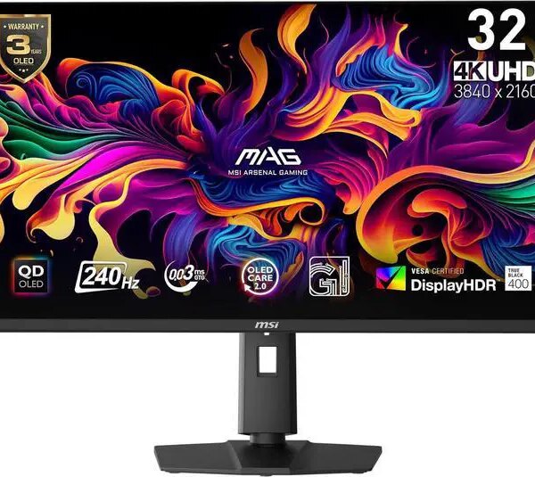 MSI MAG 321UPX QD-OLED 32" 16:9, QD-OLED Gaming Monitor, 240Hz 0.03ms, 3840 x 2160 (UHD), Height Adjustable Arm - Pappy Mall