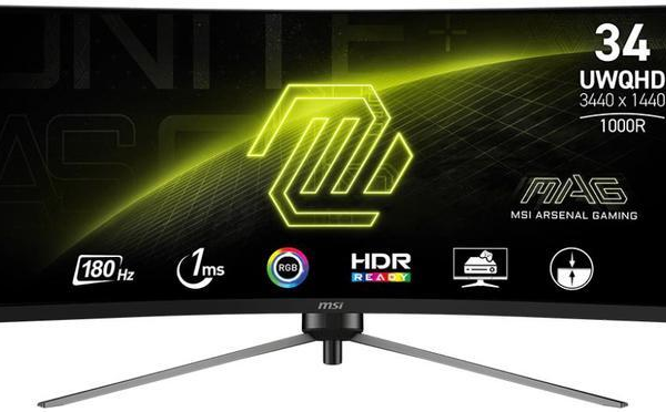 MSI MAG345CQR Curved Gaming Monitor UWQHD(3440x1440) 34" 180Hz VA w/ AMD FreeSync Premium, Dual HDMI, DisplayPort, Black - Pappy Mall