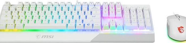 MSI Vigor GK30 Gaming Keyboard & GM11 Gaming Mouse Combo - Mechanical Membrane Switches, 6-Zone RGB, Water Repellent & Splash-Proof, 5000 DPI - White - Pappy Mall
