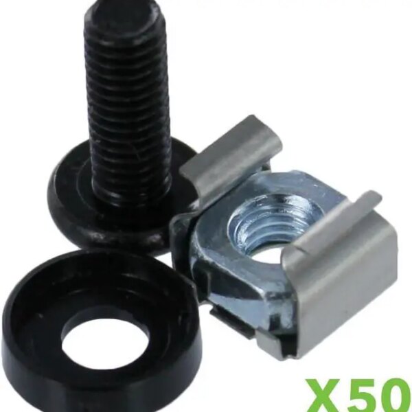NavePoint M6 Cage Nuts & Screws for Server Shelves Cabinets - 50 Pk Rack Mount - Pappy Mall
