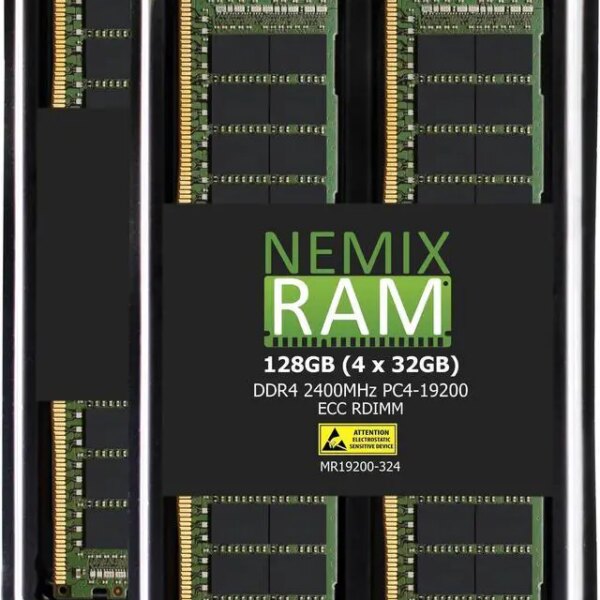 NEMIX RAM 128GB (4X32GB) DDR4 2400MHZ PC4-19200 2Rx4 1.2V 288-PIN ECC RDIMM Registered Server Memory KIT - Pappy Mall