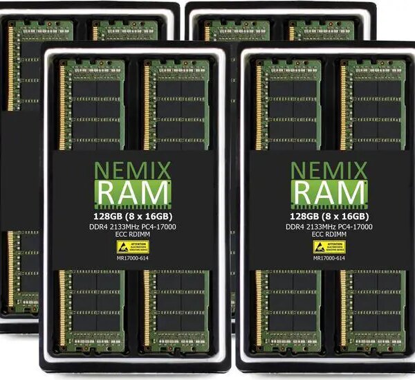 NEMIX RAM 128GB (8X16GB) DDR4 2133MHZ PC4-17000 1Rx4 1.2V 288-PIN ECC RDIMM KIT Registered Server Memory Compatible with Dell PowerEdge FC830 Server - Pappy Mall