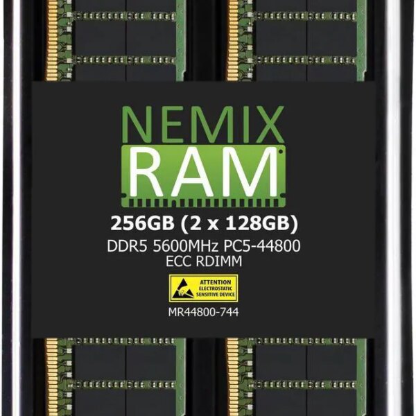NEMIX RAM 256GB (2X128GB) DDR5 5600MHZ PC5-44800 4Rx4 1.1V 288-PIN ECC RDIMM Registered Server Memory KIT - Pappy Mall
