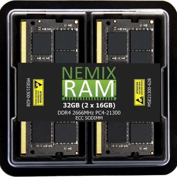 NEMIX RAM 32GB (2X16GB) DDR4 2666MHZ PC4-21300 2Rx8 1.2V 260-PIN ECC Unbuffered SODIMM KIT Workstation, NAS Memory - Pappy Mall