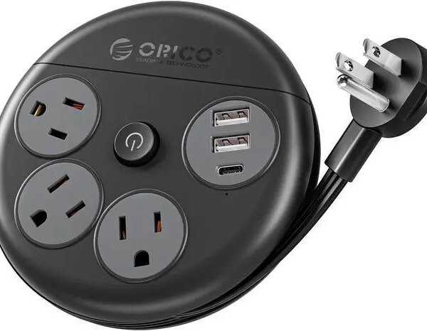 ORICO Power Strip with Switch , USB Charging Station with 4 Outlets 2 USB A & 1 USB C Ports, 4 ft Extension Wrapped Cord, Ultra Flat Plug, Wall Mount - Pappy Mall