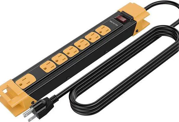 Oviitech 7 Outlets Mountable Heavy Duty Surge Protector Metal Power Strip ,900 Joules,15A Circuit Breaker with 6 Foot Long Extension Cord, - Pappy Mall