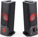 Redragon GS550 Orpheus PC Gaming Speakers, 2.0 Channel Stereo Desktop Computer Sound Bar with Compact Maneuverable Size, Headphone Jack, Quality Bass - Pappy Mall