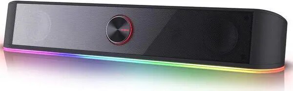 Redragon GS560 Adiemus RGB Desktop Soundbar, 2.0 Channel Computer Speaker with Dynamic Lighting Bar Audio-Light Sync/Display, Touch-Control Backlit - Pappy Mall