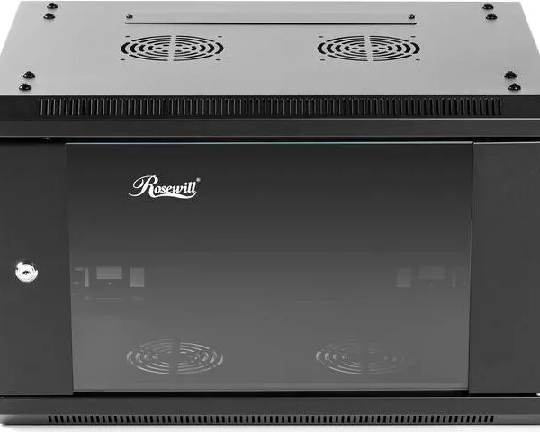 Rosewill 6U Server Rack Enclosure with Glass Door, Locks, & Removable Side Panels Wall Mount Network Cabinet 19 Inch Rack 17.7 Inches Deep - Pappy Mall