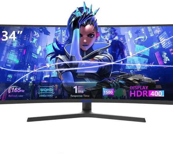 Sealan 34 inch Curved Ultrawide Computer Gaming Monitor 165Hz,UWQHD 3440x1440,1500R -PIP,1ms (MPRT),HDR, 300nits, sRGB99%,FreeSync,HDMI2.0(TMDS) - Pappy Mall