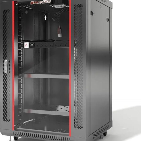 Server Rack – 18U - Wall Mount Rack - Locking Cabinet for Network - Electronics - Security - Audio - Video - AV Equipment - Data Rack - wheels / Power - Pappy Mall