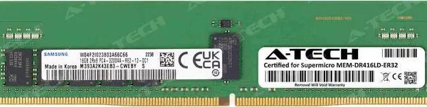 Supermicro Certified MEM-DR416LD-ER32 | Samsung M393A2K43EB3-CWE | 16GB PC4-25600 DDR4 3200MHz 2Rx8 Dual Rank ECC RDIMM Registered 288-Pin Server - Pappy Mall