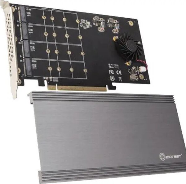 SYBA SI-PEX40161 PCI-Express 3.0 x16 PCI-Express Quad M.2 PCIe 3.0 x4 PCIe x16 Expansion Card Intel VROC and AMD Ryzen Threadripper NVMe Raid - Pappy Mall