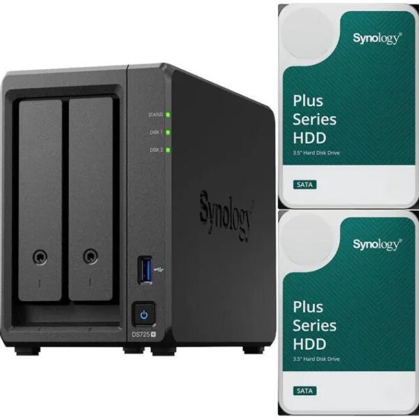 Synology DS725+ Dual-Core 2-Bay NAS with 4GB RAM and 32TB (2 x 16TB) of Synology Plus Drives Fully Assembled and Tested By CustomTechSales - Pappy Mall