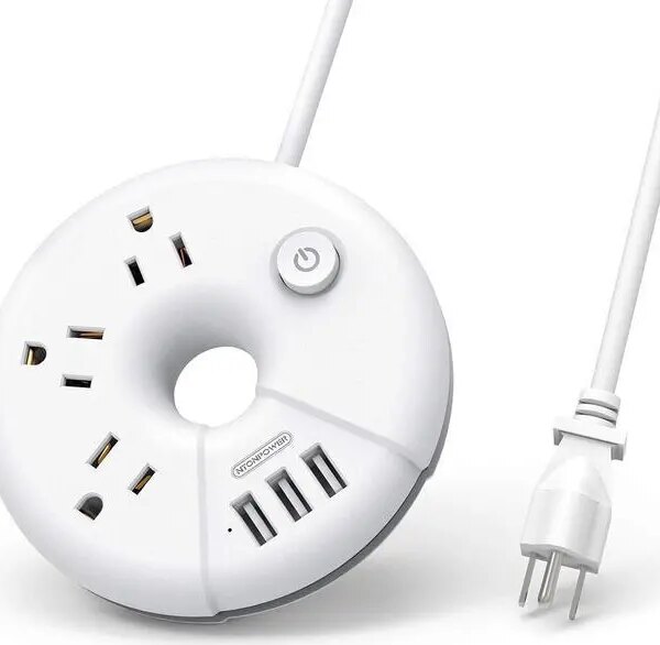 Travel Power Strip with USB Ports, NTONPOWER Cruise Approved Power Strip with 3 Outlet 3 USB, 5 ft Extension Cord with USB Ports, Compact for Indoor - Pappy Mall