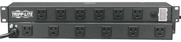 Tripp Lite 1U Rack-Mount Power Strip, 120V, 15A, 5-15P, 12 Outlets (Right-Angled Widely Spaced), 15.0 Feet Cord (RS-1215-RA) - Pappy Mall