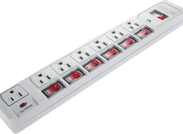 Tripp Lite 7-Outlet Surge Protector Power Strip, 6 Feet Cord, 1080 Joules, Individually-Controlled Outlets (TLP76MSG) - Pappy Mall