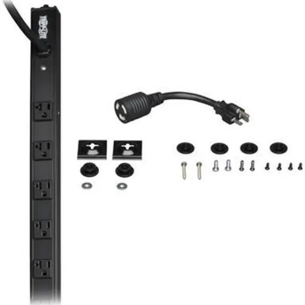 Tripp Lite Basic PDU, 20A, 14 Outlets (5-15/20R), 120 V, L5-20P/5-20P Adapter, 15 ft. Cord, 0U Vertical Rack-Mount Power (PDUV20) - Pappy Mall