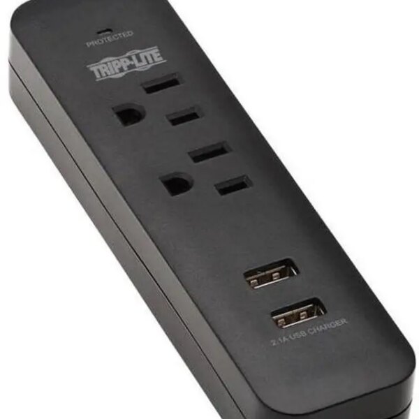 Tripp Lite Surge Protector Power Strip 2-Outlet 2 USB Ports 2.1A TLP206USB - Pappy Mall