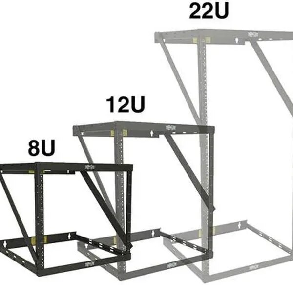 Tripp Lite Wall-Mount 2-Post Open Frame Rack, 8U / 12U / 22U Expandable Low-Profile Switch-Depth (SRWO8U22) - Pappy Mall