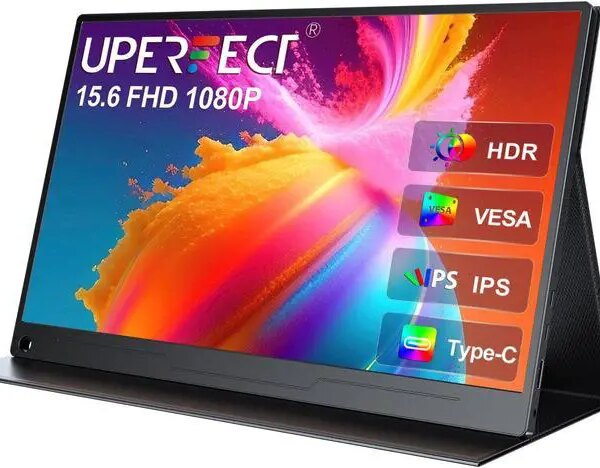 UPERFECT Portable Monitor 15.6 inch, 1080P FHD USB-C Portable Laptop Monitor HDMI Travel Monitor w/VESA & Smart Case, Matte IPS Display Eye Care - Pappy Mall