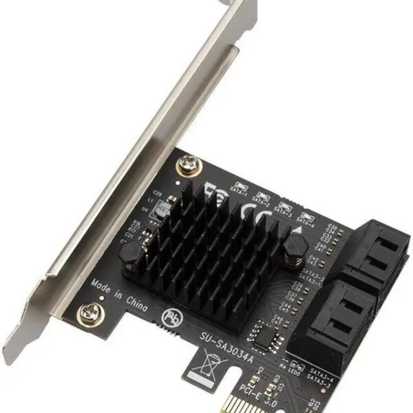 Weastlinks PCIe to 4 Ports SATA 3 III 3.0 6 Gbps SSD Adapter PCI-e PCI Express x1 Controller Board Expansion Card Support x4 x6 x8 x16 - Pappy Mall