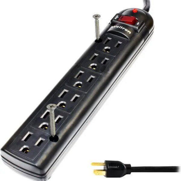 Weltron 6-Outlet Surge Protector Power Strip WSP-600PLF-15BK - Pappy Mall